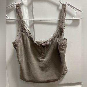 Cute beige sleeveless crop top from Shein